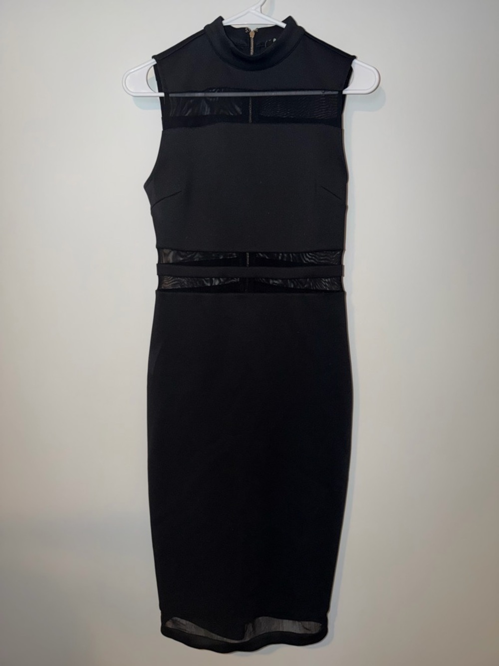 MARCIANO Sleeveless Black Sheath Dress with Mesh